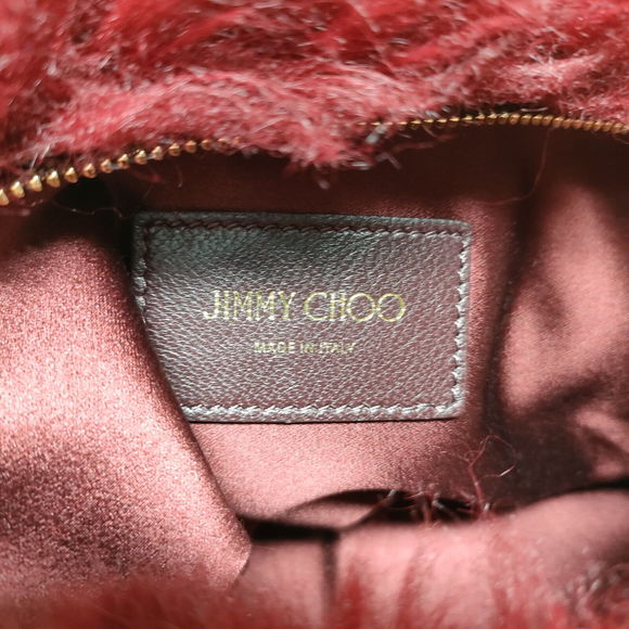 Jimmy Choo Hand Bag Red Fur #76909J14 - Picture 7 of 9